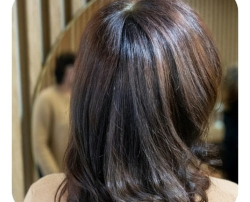 brun sombre modèle de dos portant la coloration végétale brun sombre