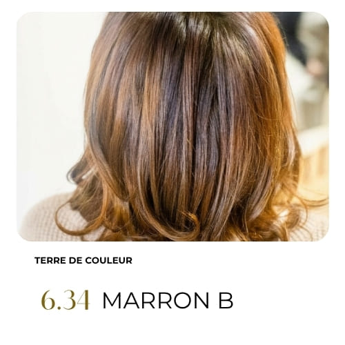modèle portant le marron b en coloration végétale