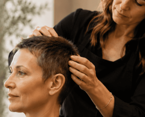 femme avec repousse de cheveux. Conseils