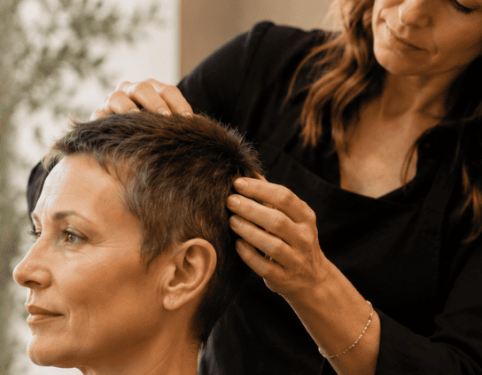 femme avec repousse de cheveux. Conseils